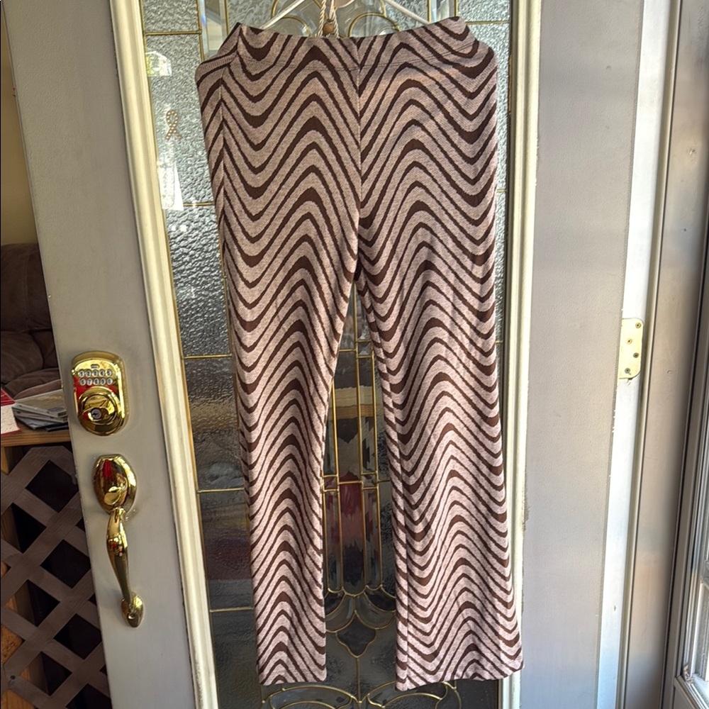 Brown Zigzag Patterned Pants
